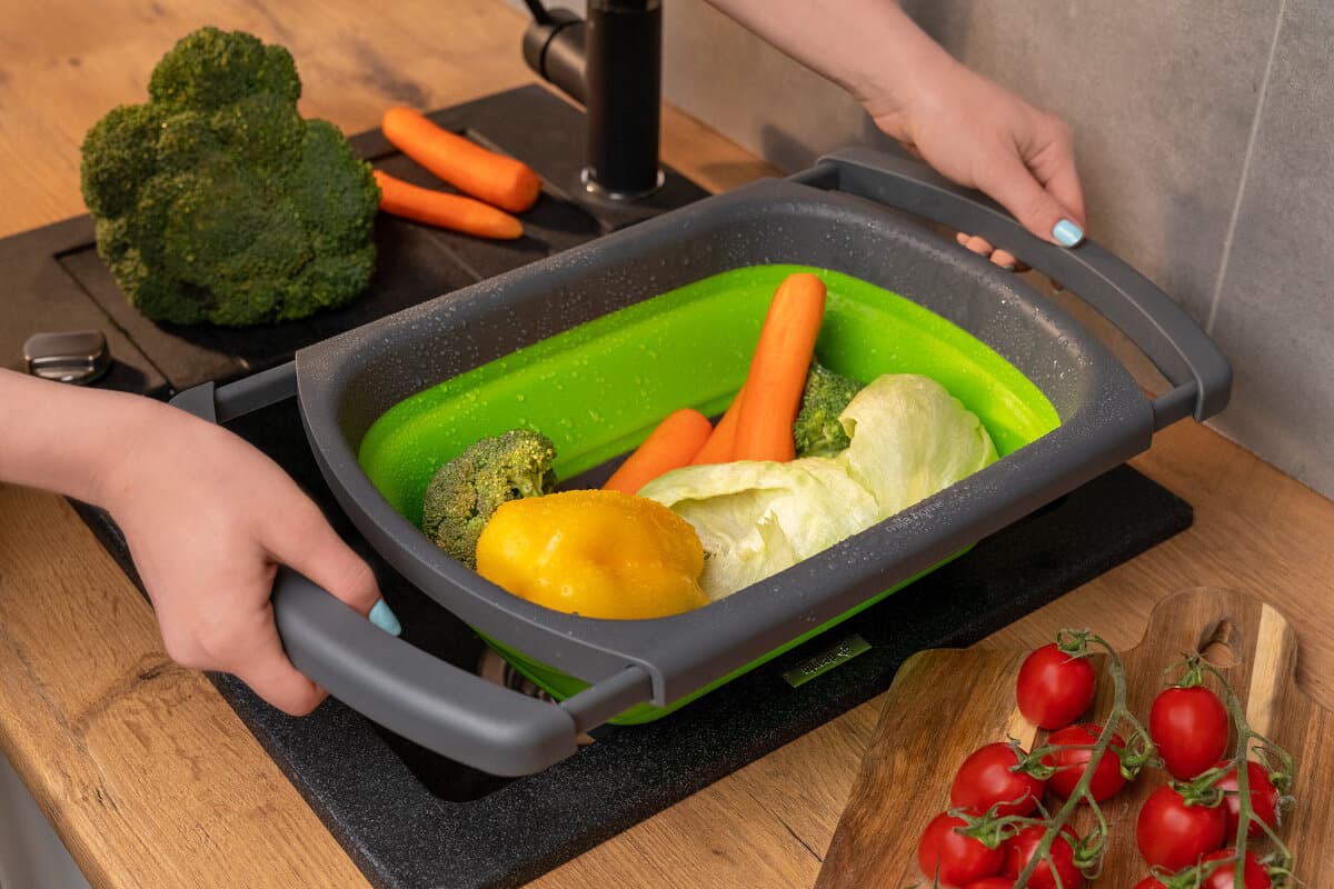 MultiCedzak - silikonowy, rozsuwany, składany durszlak